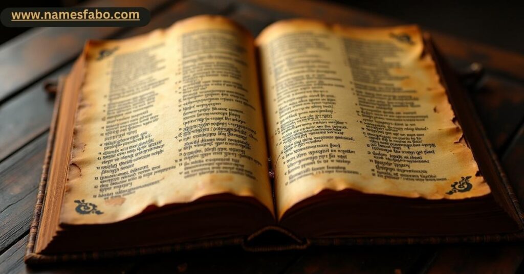 Open grimoire featuring 125 best spellbinding witch names.