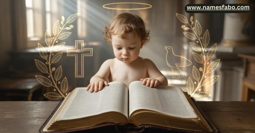 Biblical Greek girl names shown on ancient scripture with Christian and Greek cultural symbols