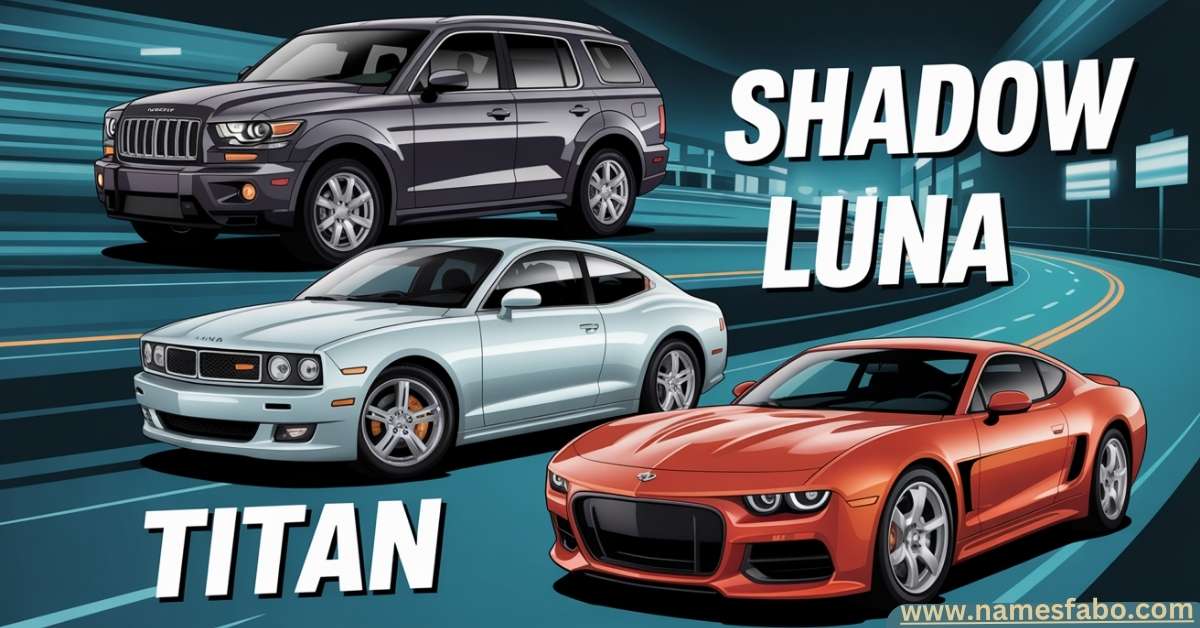 Diverse SUV and sedan car images labeled with cool and stylish car names.