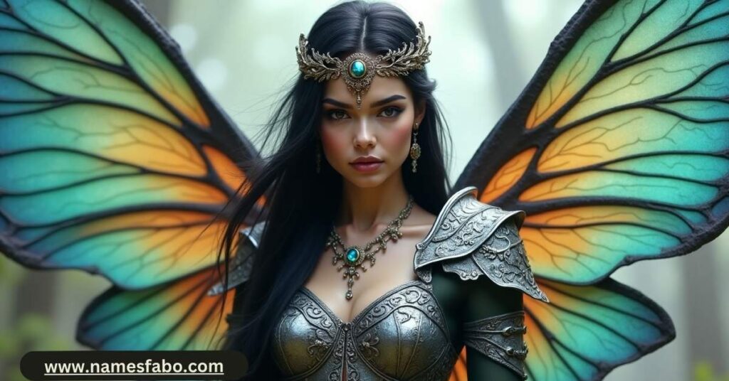 Fantasy fairy warrior with glowing wings, ideal for DnD fairy names in role-playing campaigns.