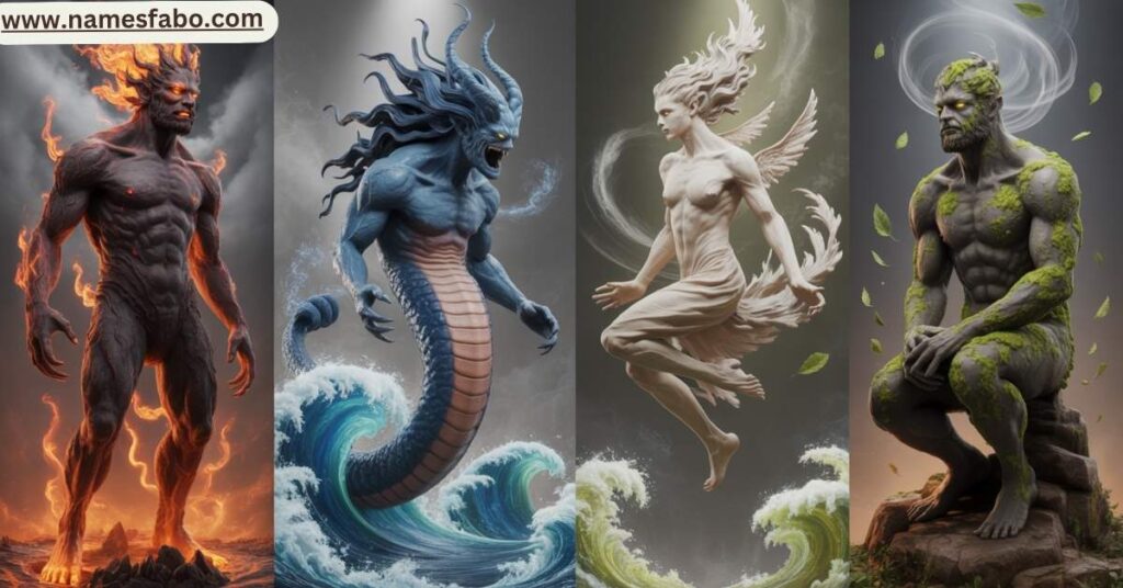Elemental demons representing fire, water, earth, and air with names like Ifrit and Leviathan
