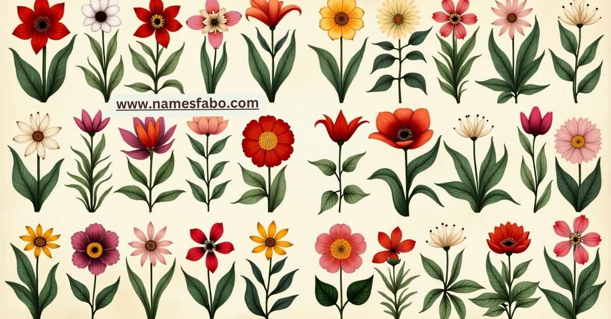 A to Z flower collage with botanical baby name inspirations and cute flower names