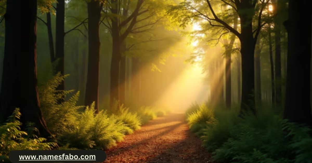 Magical forest path representing diverse and enchanting tree names for babies, pets, and fantasy characters.