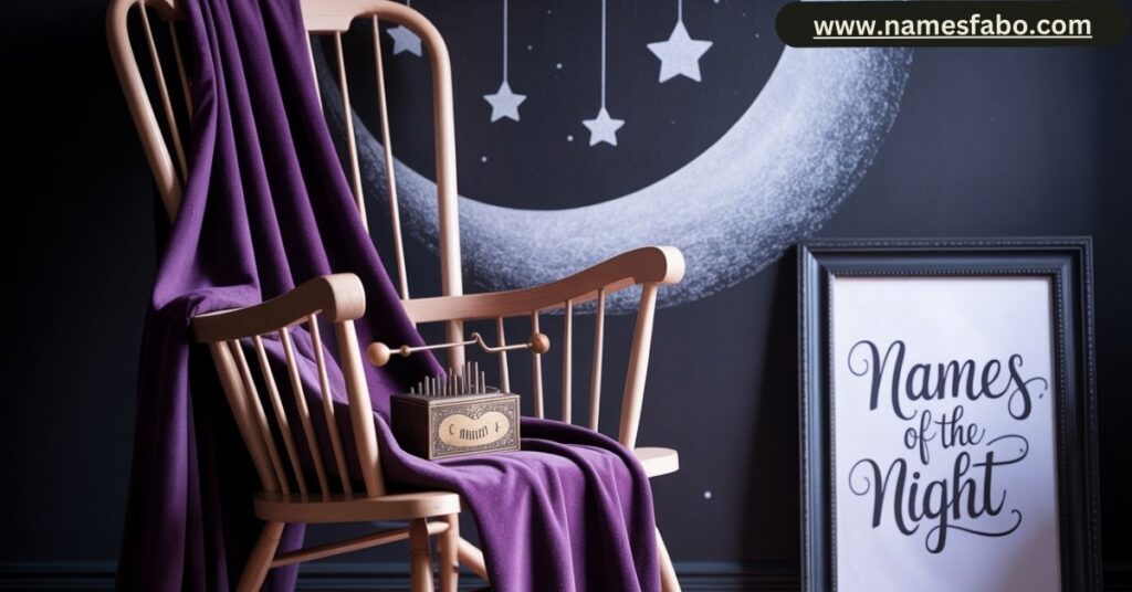 Modern vampire baby name trends for 2025 with dark-themed nursery decor and fantasy elements.
