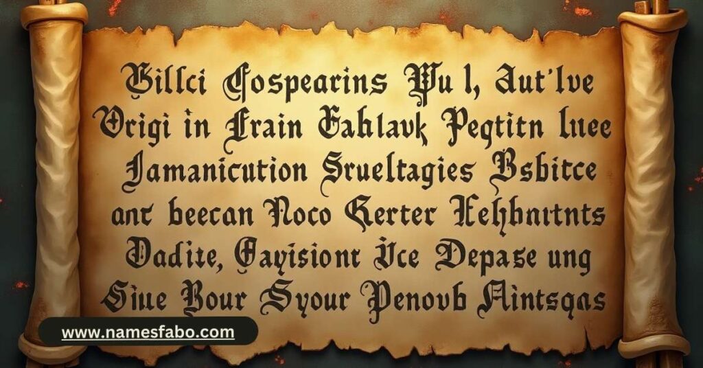 Scroll or ancient manuscript showing the origin and cultural structure of orc names in fantasy lore.
