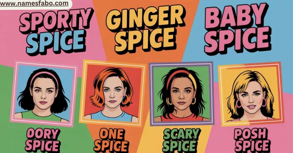 Spice Girls stage names with personality-based meanings and nickname origins