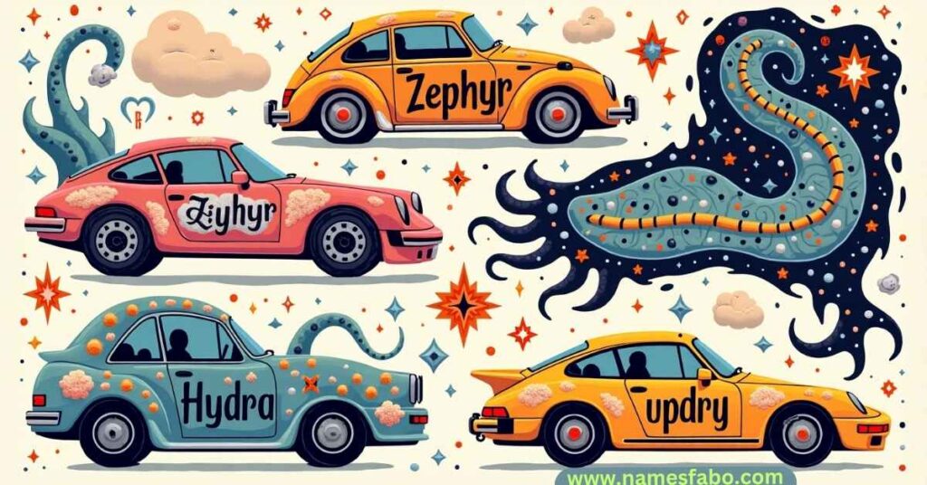 Unique and rare car names inspired by mythology, nature, and astronomy.