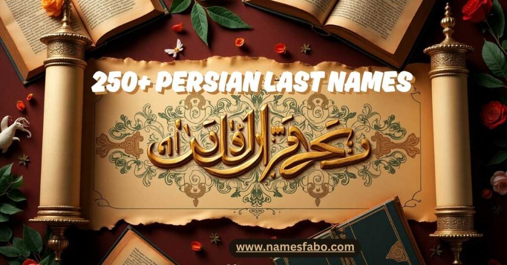Persian surname scroll with 250+ family names and their deep cultural meanings for 2025