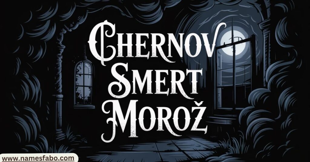 Dark-themed image featuring Russian last names with mysterious and ominous meanings