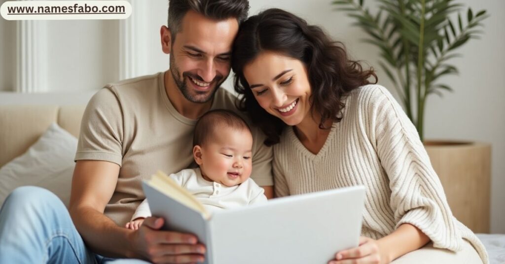 Modern parents exploring Greek baby names for boys and girls with meaningful origins