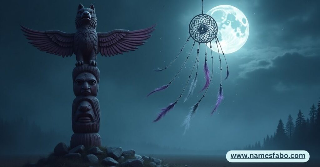 Totem pole and eagle symbolizing the spiritual and symbolic meanings of Native American last names