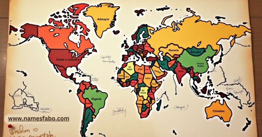 Map highlighting the most popular African last names like Okafor, Adebayo, and Diallo across regions