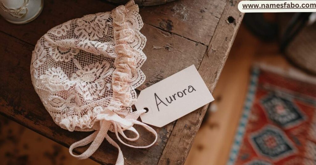 Baby name tag with a rare and unique French girl name in elegant cursive