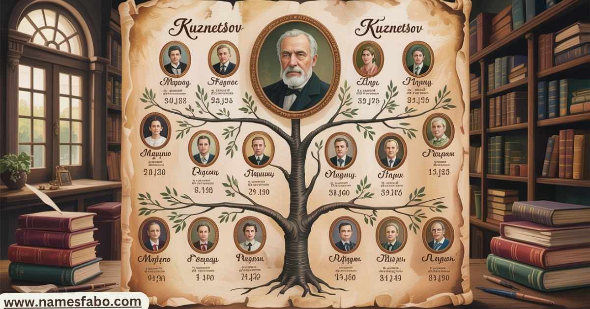 Historical Russian family tree chart showing the origins and evolution of Russian last names